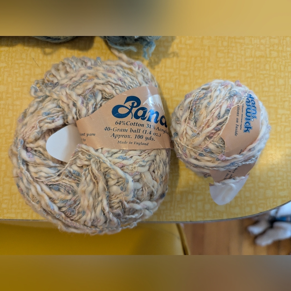 Panache Cream and Blue Yarn Vintage